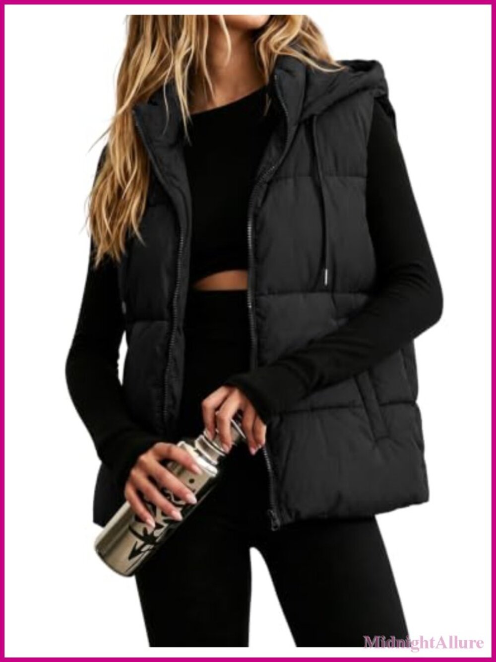 Puffer Vest Removable Hood Sleeveless Quilted Padded Coat